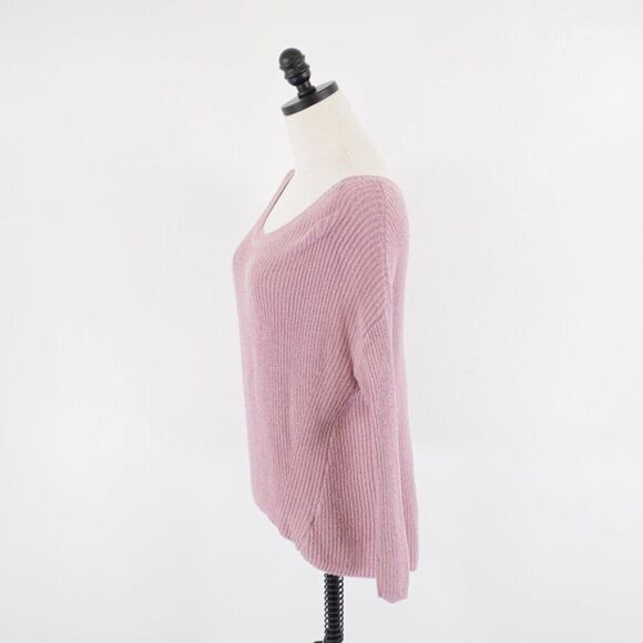 Express Purple Knit Small Scoop Neck Back Cut Out Sweater Viscose Cotton - Picture 4 of 9